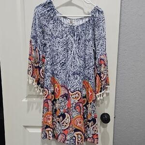 Entro Blue and White Paisley Dress
